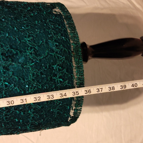 Lauren Ralph Lauren Evening 1-Shoulder Lace Glitter Dress Size 8 Green - Picture 5 of 8